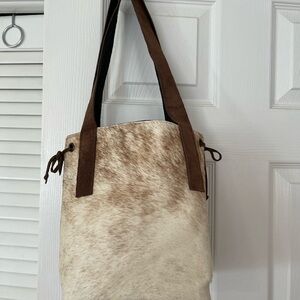 Cowhide Brown and Cream Tote Bag